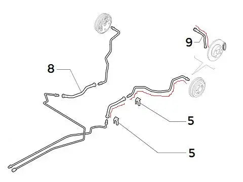 Abarth 500 595 Rear Caliper & Axle Hard Line Replacement Hose