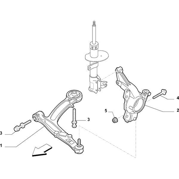 Abarth 500 &amp; 595 Hub Pinch Bolt &amp; Nut diagram
