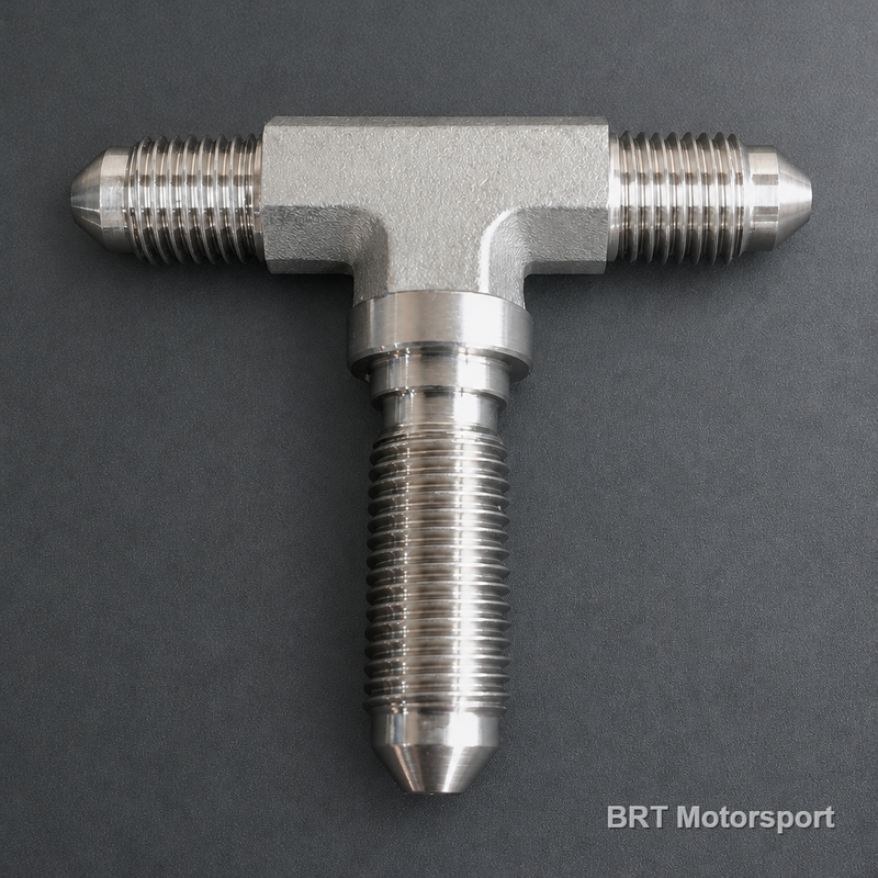 Stainless Steel Bulkhead Brake Fitting Tee 3/8" UNF