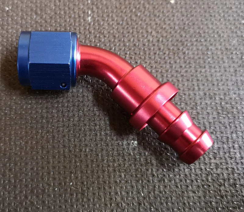 45° Bend Push On / Push Lock Alloy Hose Fitting