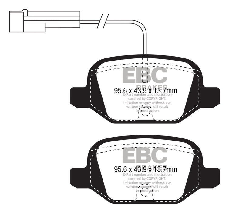 Abarth Fiat 500 / 595 EBC Yellowstuff Rear Brake Pads