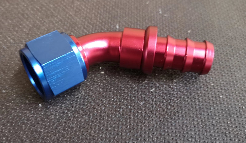 45° Bend Push On / Push Lock Alloy Hose Fitting